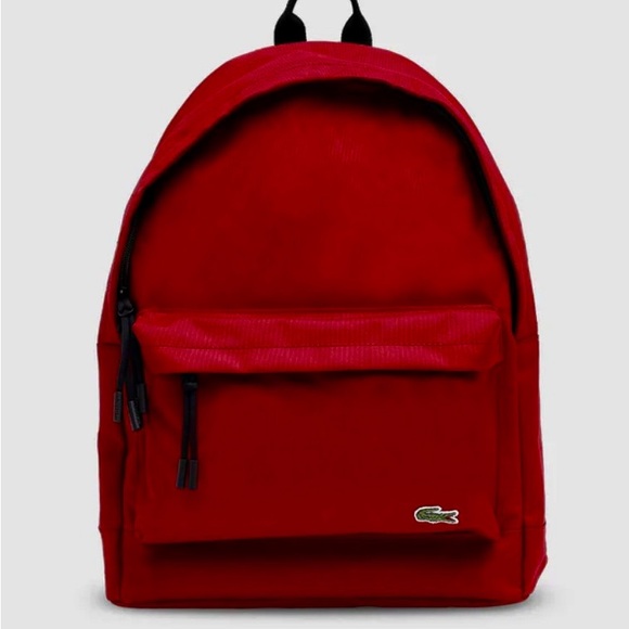 Lacoste Red Backpack Minimalist Design Durable
